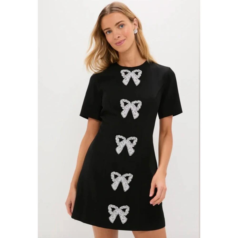 Tuckernuck Hyacinth House Beaded Bows Bernadette Mini Dress Black Size Small - Picture 2 of 12